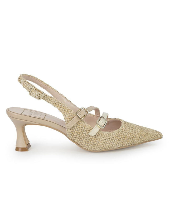 Luis Anne Chanel Mary Jane Slingback Kitten Heel in Tessuto Nude Multi - MARIO SPATARELLA