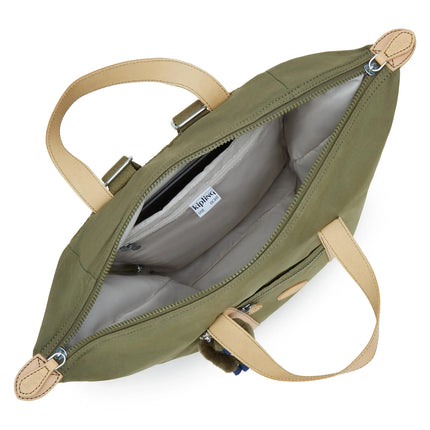 Kipling Zaino Borsa Medio con Laptop in Tessuto Cotton Kaki NEW ART BACKPACK FC COTTON KHAKI Kipling 