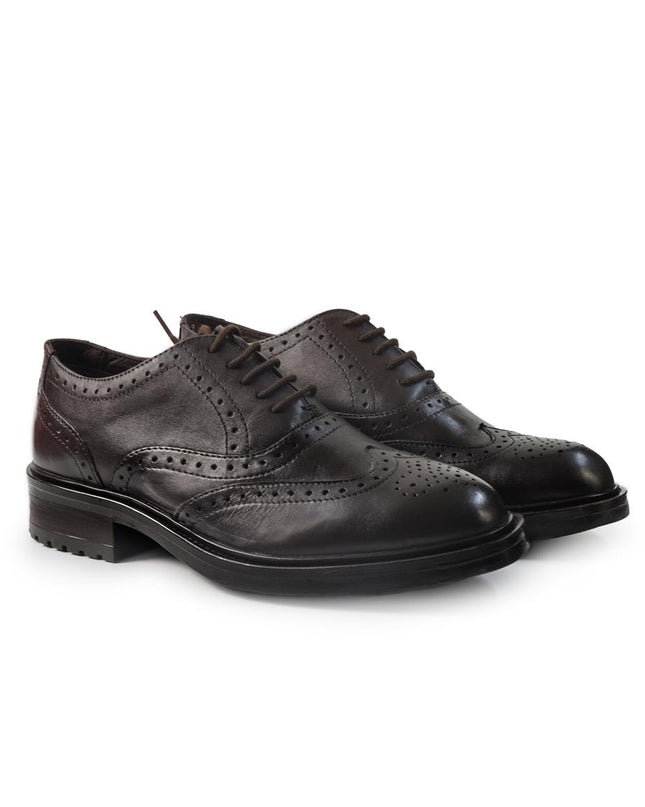 Vueva Francesine Stingate Donna con Impuntura in Pelle Marrone WS66R02 SIENA BROWN Vueva 