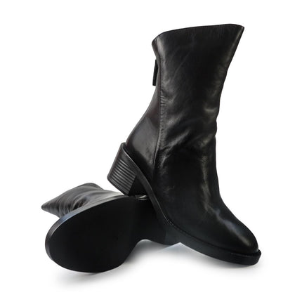 Vueva Stivaletti Donna con Tacco in Pelle Nero Taglio Obliquo WH497H04 OMEGA BLACK Vueva 
