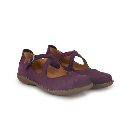 Jungla Ballerina Donna con Doppio Cinturino in Pelle Nabuk Viola - MARIO SPATARELLA