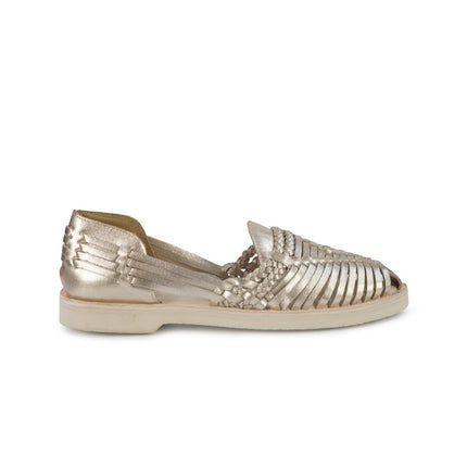 Huarache Mocassino Sandalo Donna in Pelle Laminata Platino 300 MET GOLD Taj 