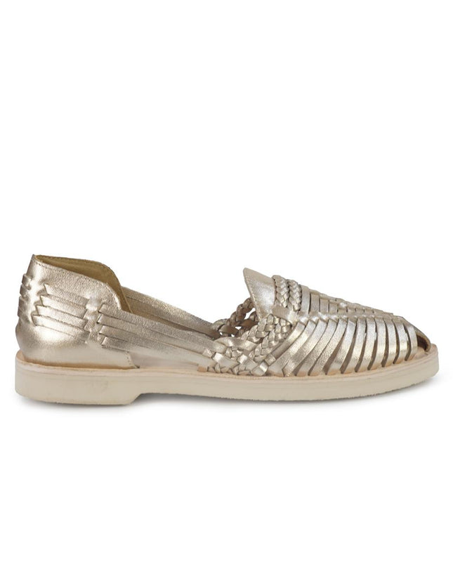 Huarache Mocassino Sandalo Donna in Pelle Laminata Platino 300 MET GOLD Taj 