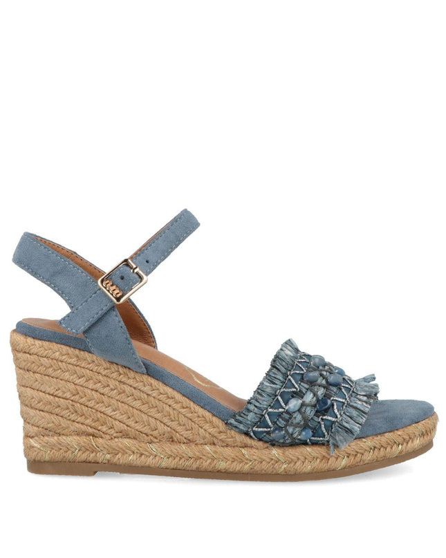 O-Joo Sandali Donna con Zeppa in Tessuto Blu GERI FLOWER SANDAL SKY O-JOO 