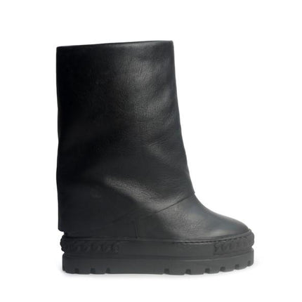 Tsakiris Mallas Stivali Donna Double Face con Risvolto e Zeppa in Pelle Nero - MARIO SPATARELLA