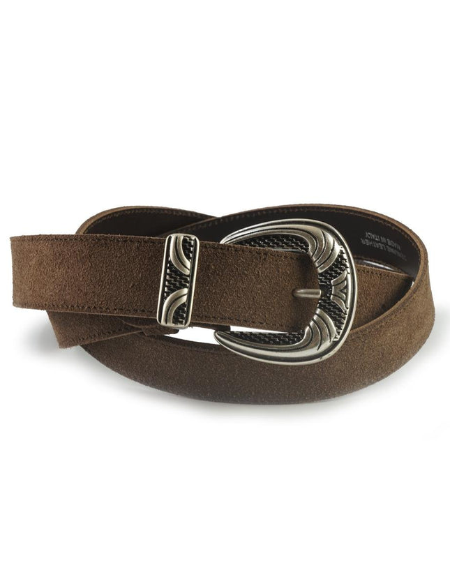 Spatarella Cintura Donna in Camoscio Marrone con Fibbia Texana - MARIO SPATARELLA