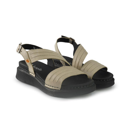 Jungla Sandali Donna Zeppa Bassa in Pelle Bianco Off 8193 BEACH Jungla 