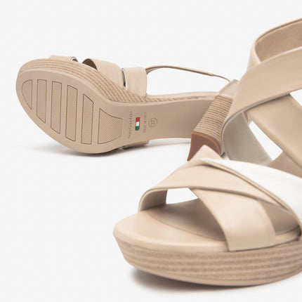 Nero Giardini Sandali Donna Tacco Alto e Plateau in Pelle Lino E513361D LINO 453 Nero Giardini 