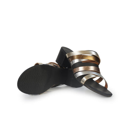 Luis Anne Sandali Sabot Donna in Pelle Nera Multicolor LADY36 V6 Luis Anne 