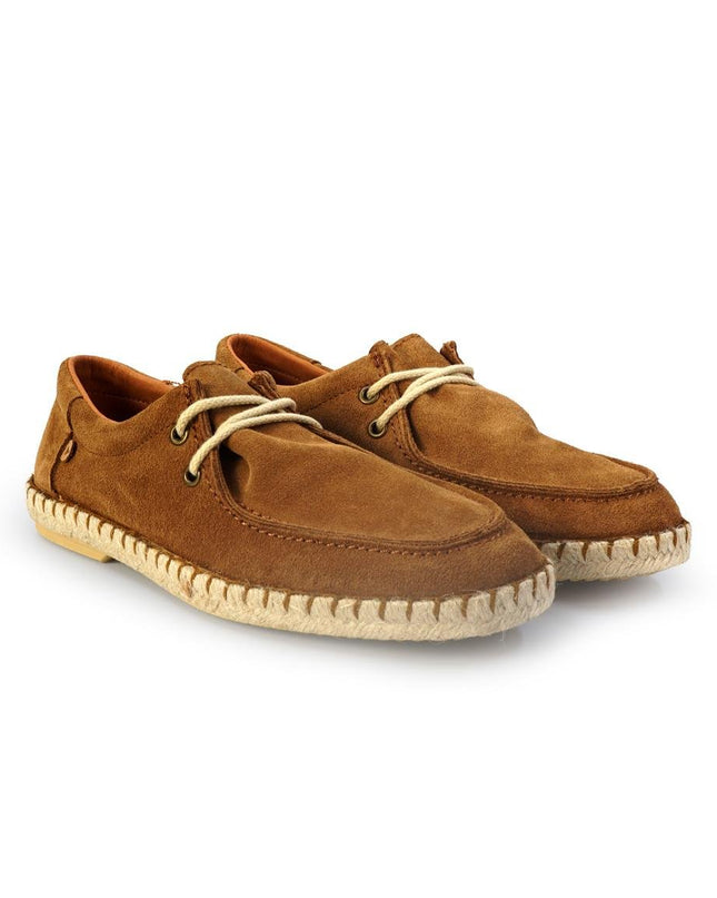 Espadrillas Verbenas Bassa con Lacci da Uomo in Camoscio Cuoio - MARIO SPATARELLA