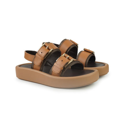 Frau Sandali Donna con Zeppa in Pelle Moro 88H6 MORO Frau 
