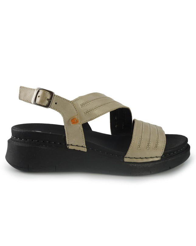 Jungla Sandali Donna Zeppa Bassa in Pelle Bianco Off 8193 BEACH Jungla 