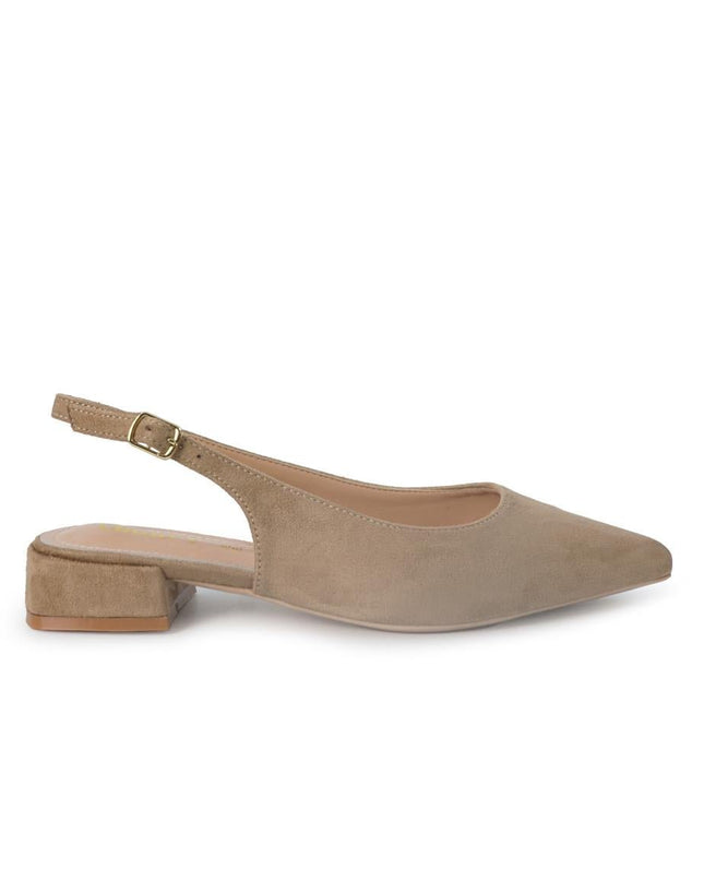 ClaudV Chanel Donna Sling Back Tacco Basso in Camoscio Taupe Beige - MARIO SPATARELLA