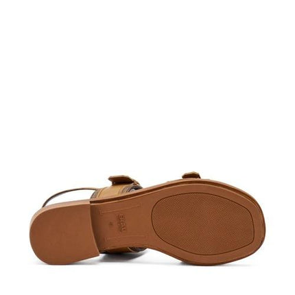 Frau Sandali Donna Bassi in Pelle Marrone 87H5 MORO Frau 