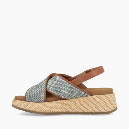 Jeep Sandalo Donna con Zeppa in Tessuto Jeans Multi KARINA CROSS LIGHT BLUE Jeep Footwear 