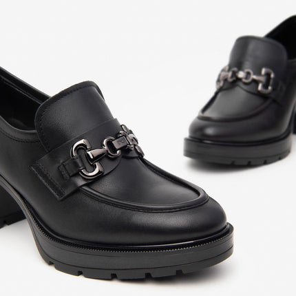 Nero Giardini Mocassini Donna con Tacco in Pelle Nero - MARIO SPATARELLA