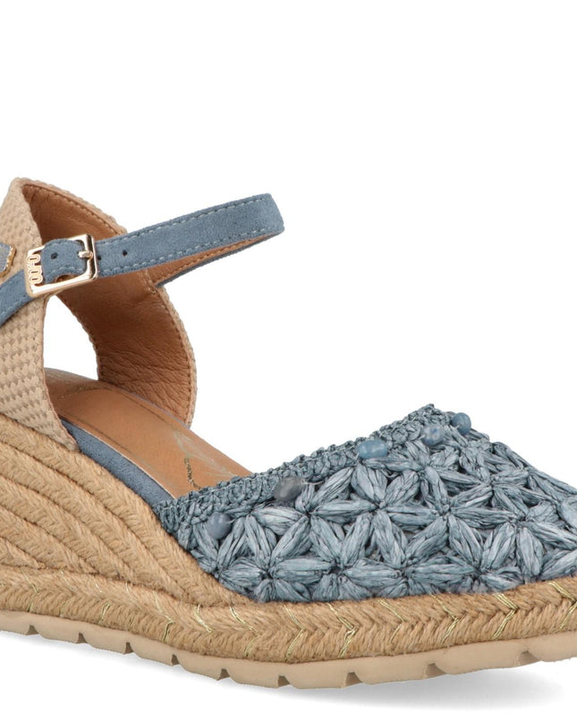 O-Joo Espadrillas Donna con Zeppa in Tessuto Blu GERI FLOWER SKY O-JOO 