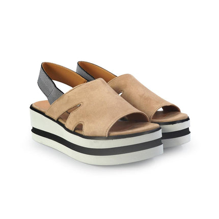 Gianmarco Sorelli Sandalo Donna Platform con Zeppa in Camoscio Beige - MARIO SPATARELLA