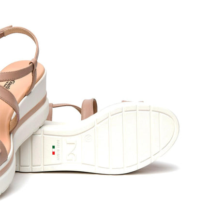 NeroGiardini Sandali Donna con Zeppa in Pelle Femme Nude - MARIO SPATARELLA
