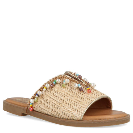 O-Joo Sandalo Flat Donna in Tessuto Sabbia Multicolor MILEY CARRIBEAN NATURAL O-JOO 