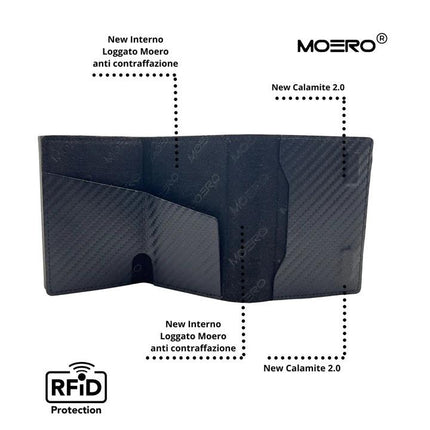 Moero Pro Dual Carbon Black Zip Portafoglio Slim - MARIO SPATARELLA