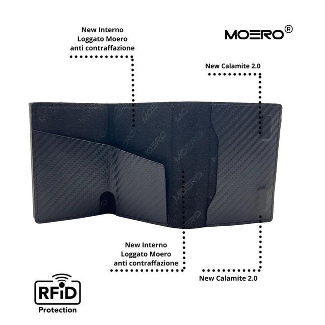 Moero Pro Dual Carbon Black Zip Portafoglio Slim - MARIO SPATARELLA