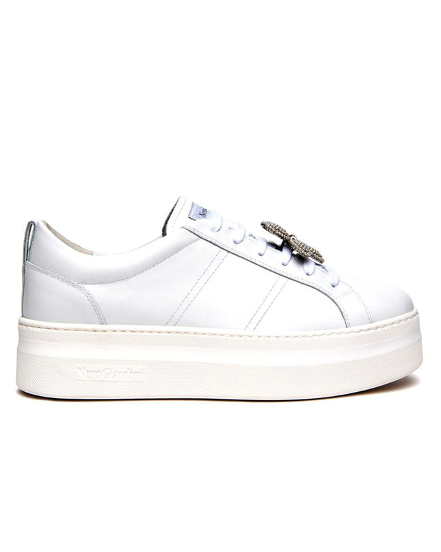 NeroGiardini Sneakers Platform Donna in Pelle Bianca con Charms E615311D BIANCO 707 Nero Giardini 