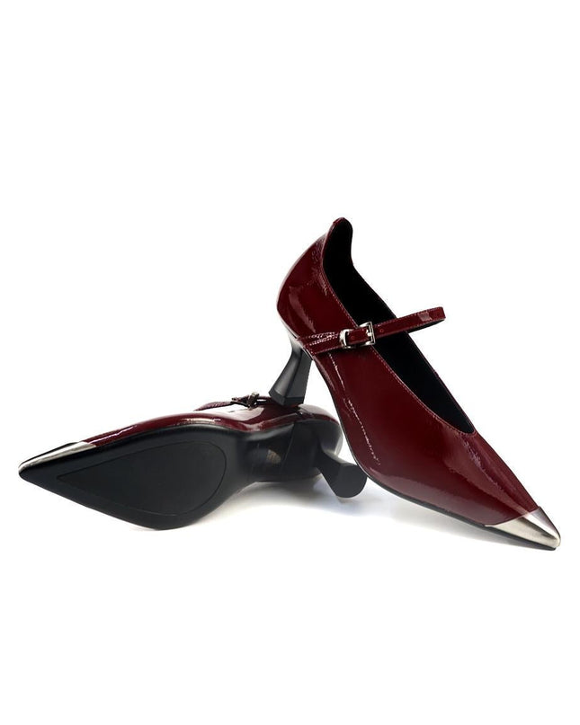 Decollete con Cinturino Bruno Premi a Punta in Vernice Bordo - MARIO SPATARELLA