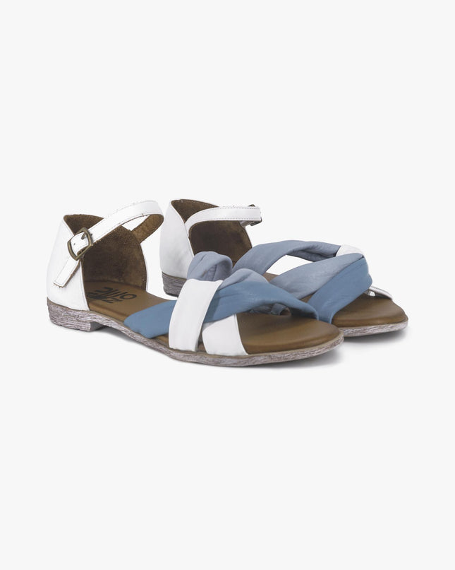 Sandali Donna Bassi in Pelle Y3405 AZZURRO Bueno 