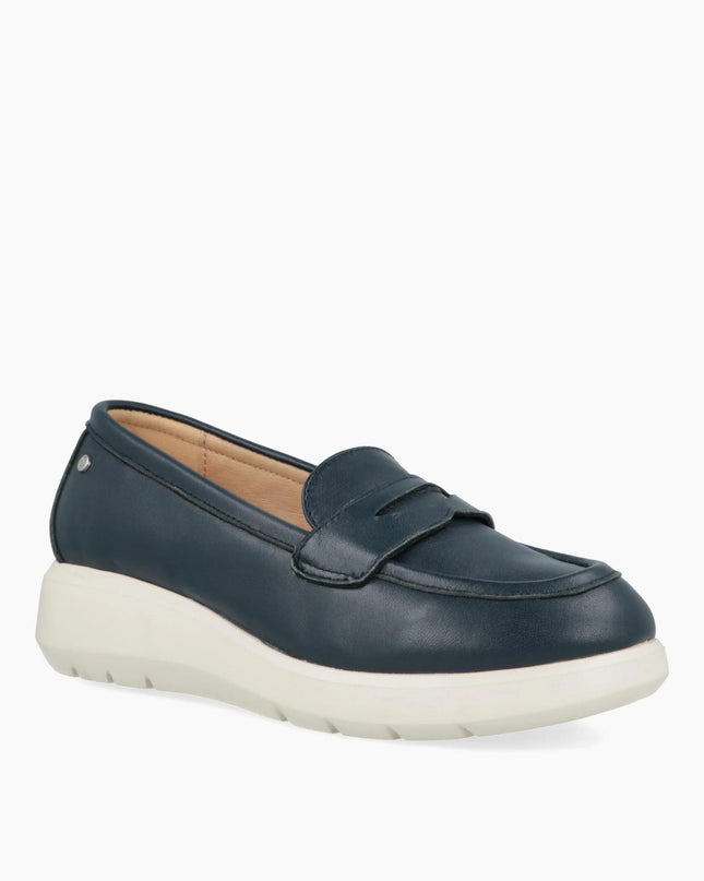 Impronte Mocassini con Zeppa in Pelle Blu MOKA NAVY Impronte 
