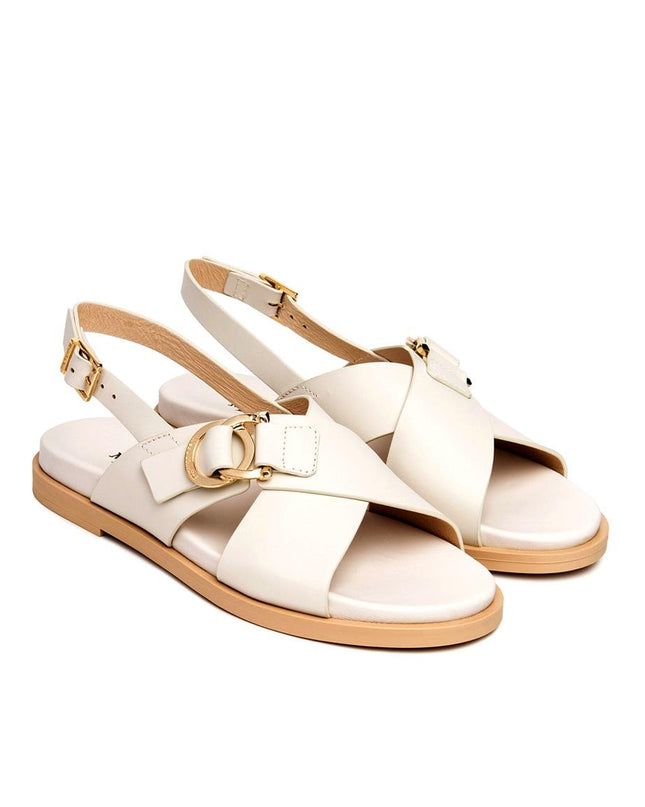 NeroGiardini Sandalo Flat Donna Basso in Pelle Osso - MARIO SPATARELLA