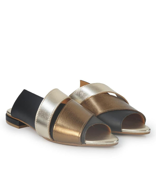 Luis Anne Sandalo Sabot Donna Basso in Pelle Nero Multi - MARIO SPATARELLA