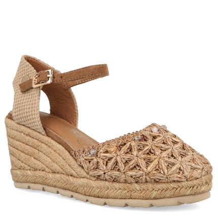 O-Joo Espadrillas Donna con Zeppa in Tessuto Sabbia GERI FLOWER NATURAL O-JOO 