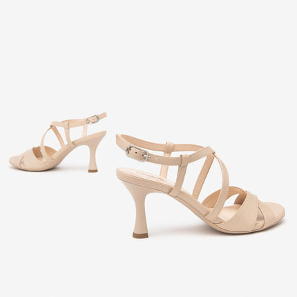 Nero Giardini Sandali Donna con Tacco Rocchetto in Pelle Lino E513200DE LINO 453 Nero Giardini 