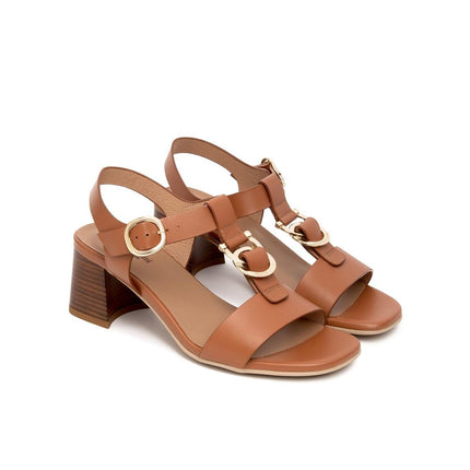 Nero Giardini Sandali Donna con Tacco in Pelle Cognac - MARIO SPATARELLA