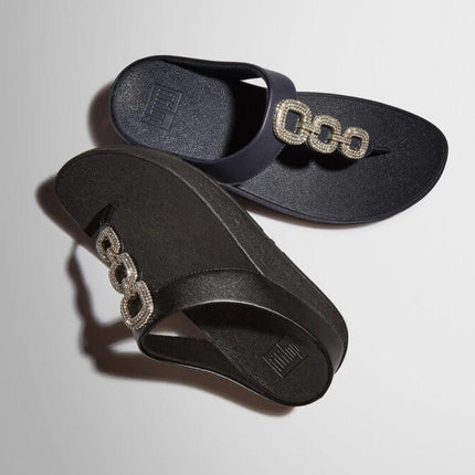 FitFlop Sandali Donna Infradito Nero con Strass HX2-001 FINO CRYSTAL BLACK FitFlop 