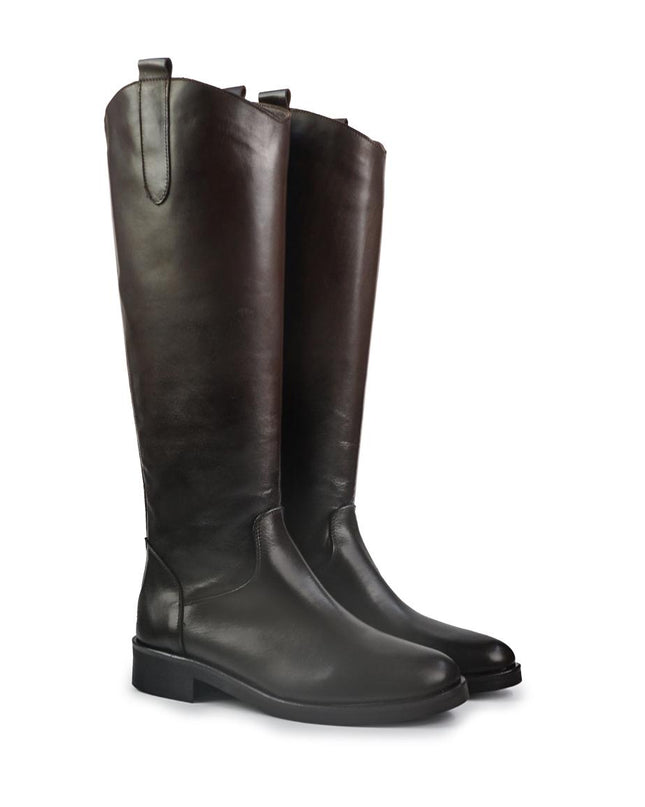 Spatarella Stivali Donna con Tacco Basso Cavallerizza in Pelle Marrone LP22 BROWN Spatarella 
