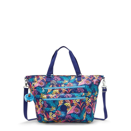 Borsa Shopper con Tracolla Removibile Multicolore ISAAC EXOTIC LEAVES Kipling 
