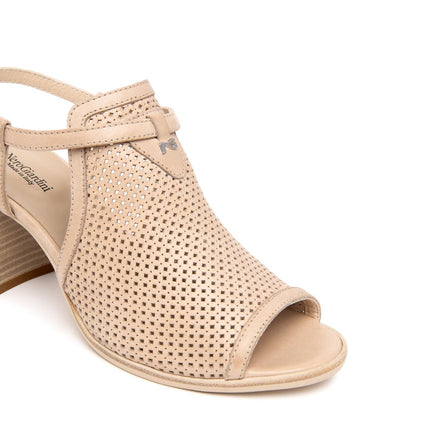 Nero Giardini Sandali Donna con Tacco in Pelle Microforata Champagne - MARIO SPATARELLA