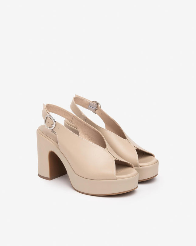 Nero Giardini Sandali Donna Spuntato con Tacco e Plateau in Pelle Lino - MARIO SPATARELLA