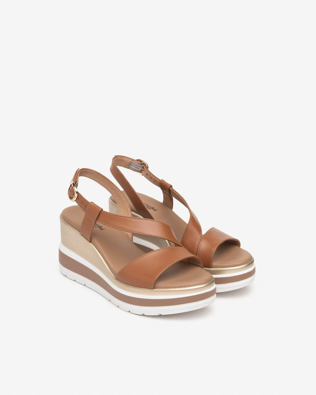 Nero Giardini Sandali Donna con Zeppa in Pelle Cognac Cuoio E513520D COGNAC 329 Nero Giardini 
