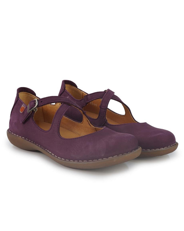 Jungla Ballerina Donna con Doppio Cinturino in Pelle Nabuk Viola 8340 PRUNUS Jungla 