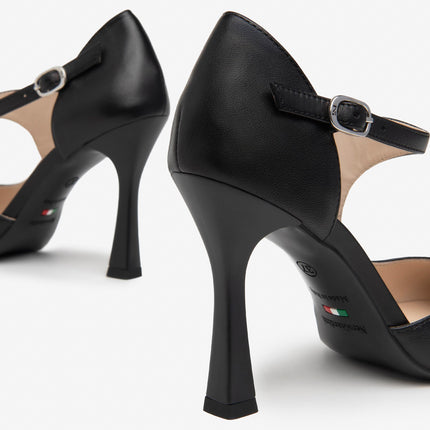 Nero Giardini Decollete con Cinturino alla Caviglia in Pelle Nero E409340DE NERO 100 Nero Giardini 