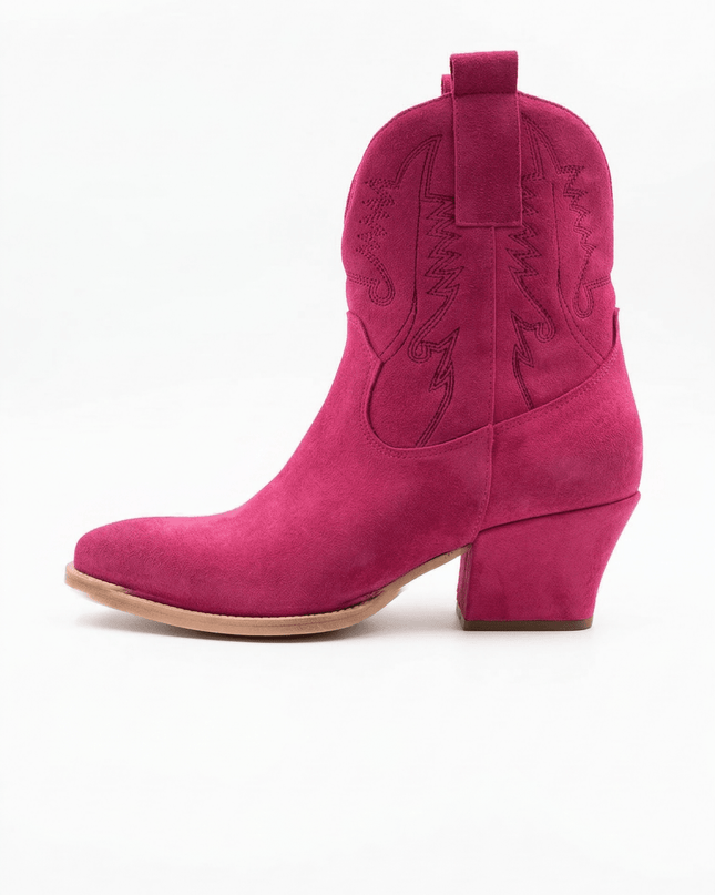 Spatarella Stivaletto Texano Tubolare in Camoscio Fuxia - MARIO SPATARELLA