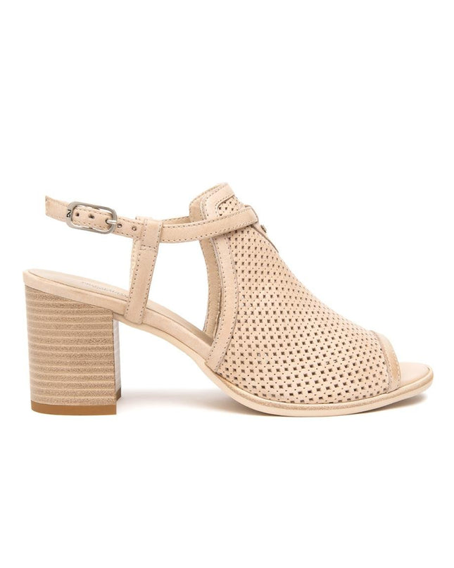 Nero Giardini Sandali Donna con Tacco in Pelle Microforata Champagne - MARIO SPATARELLA