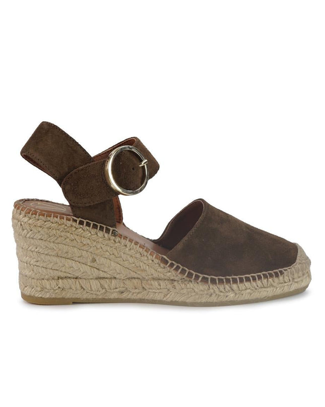 Viguera Espadrillas Alpargatas Donna con Cinturino in Camoscio Marrone - MARIO SPATARELLA