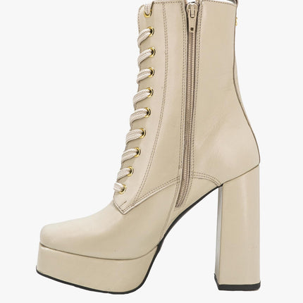 Stivaletti Donna in Pelle con Plateau 788 BEIGE Tsakiris Mallas 