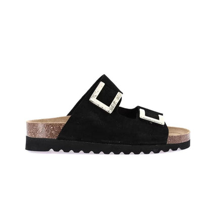 Grunland Sandali Donna Plantare Sughero Doppia Fibbia in Camoscio Nero CB0771 HOLA NERO Grunland 