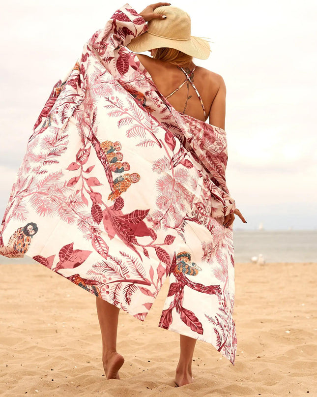 Kimono Caftano in Cotone CK04 GUFO ROSA Linen 