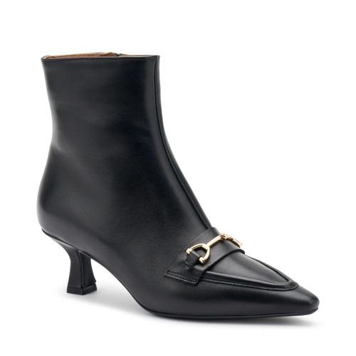Stivaletti Donna Pelle Nera Tacco Rocchetto 64N4 BLACK Frau 
